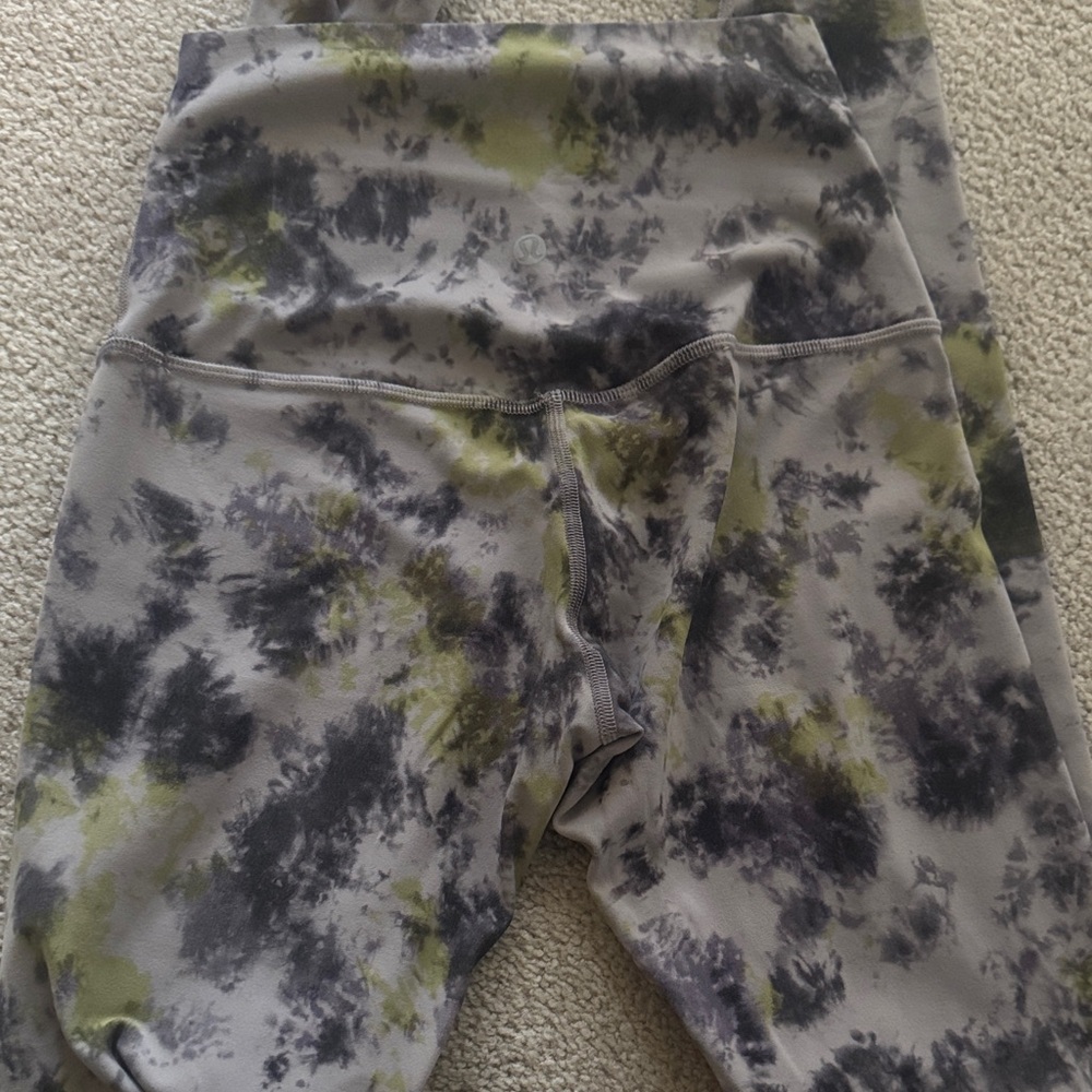 lululemon athletica Gray and Green Tie-Dye Leggings